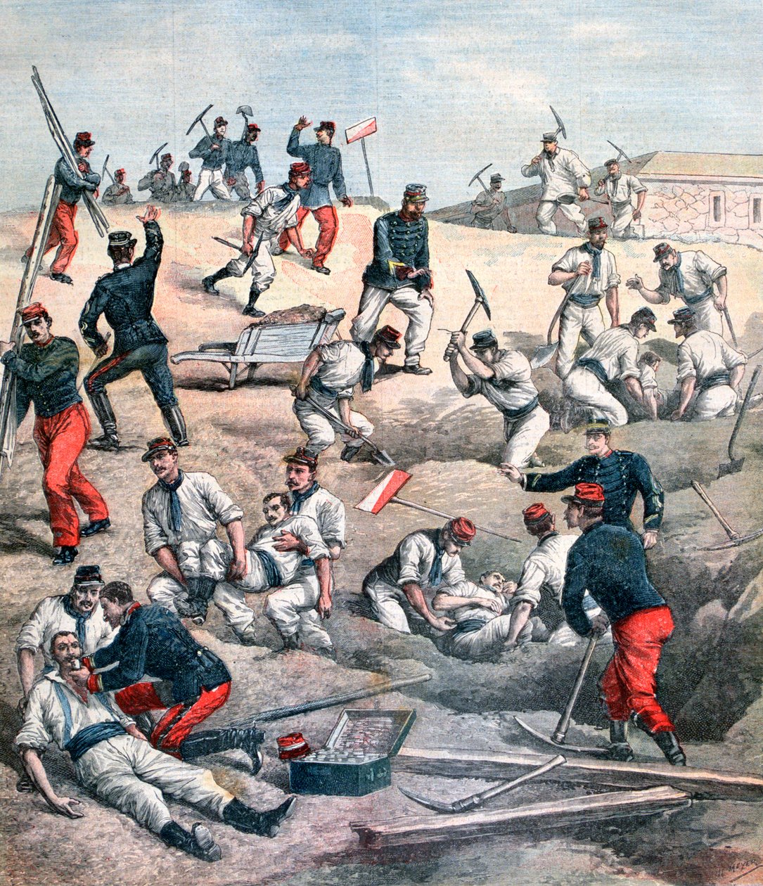 Az áldozatok mentése az Aubervilliers erődben, 1892. alkotó: Unbekannt