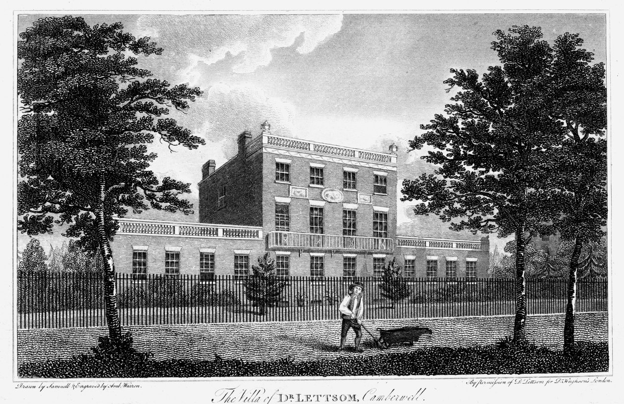 John Coakley Lettsom lakóhelye, Camberwell, London, 1817 alkotó: Unbekannt