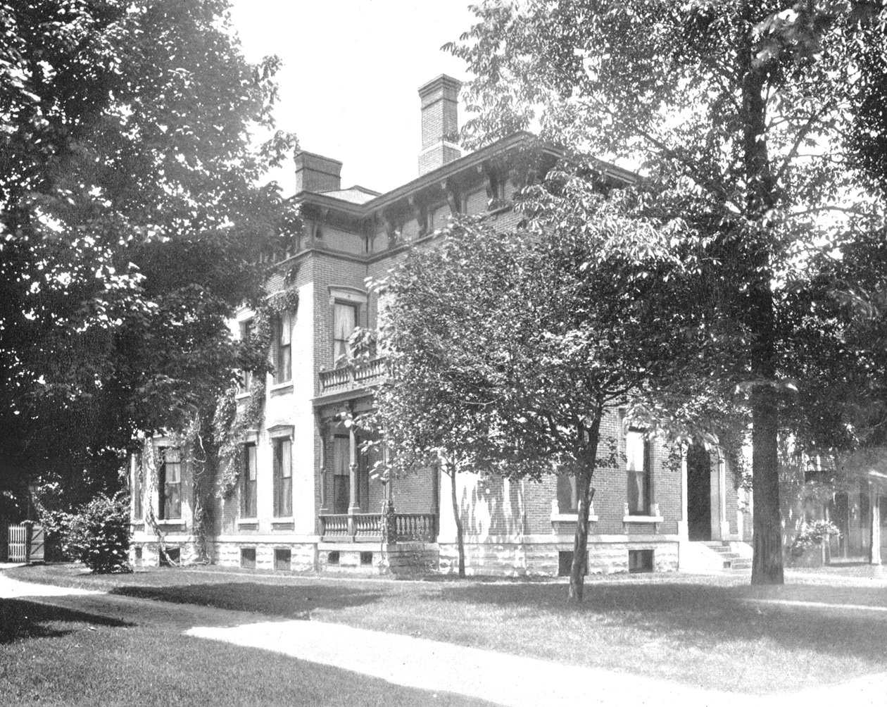Harrison volt elnök lakóhelye, Indianapolis, Indiana, USA, 1900 körül. alkotó: Unbekannt