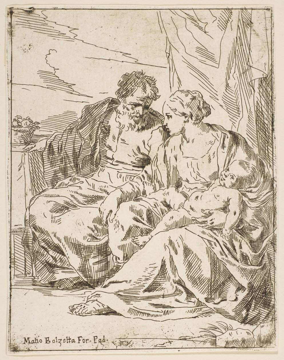Pihenj az Egyiptomba tartó járaton, Mária a kisded Krisztust tartja kezében, míg Szent ..., kb. 1637-1639 vagy utána. alkotó: Unbekannt