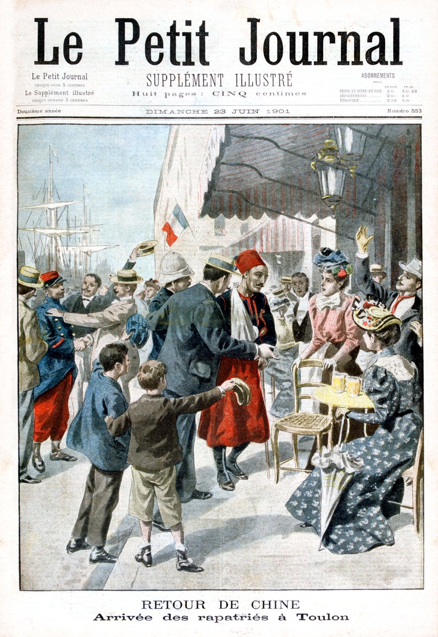 Hazatérés Kínából, hazatelepülő érkezése, Toulon, 1901 alkotó: Unbekannt