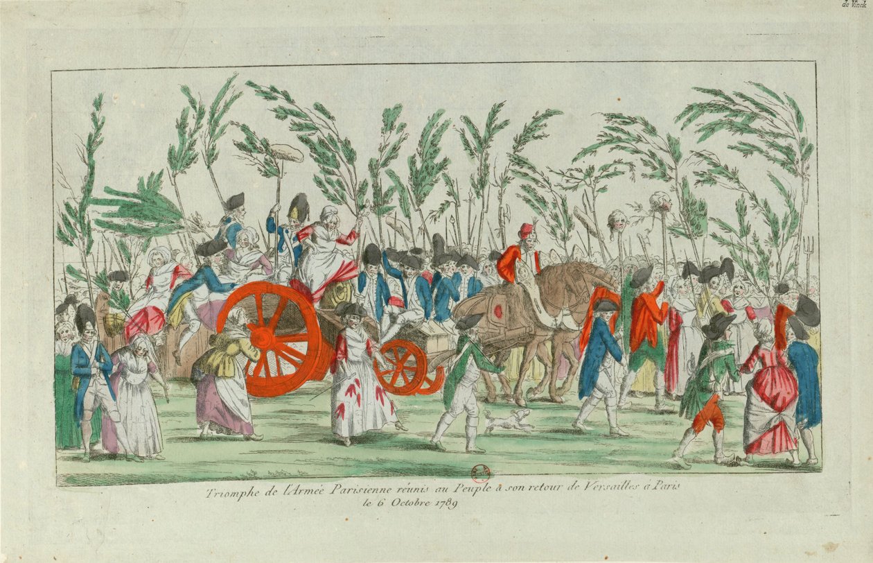 Hazatérve az októberi Versailles-i menetről, 1789, 1789. alkotó: Unbekannt