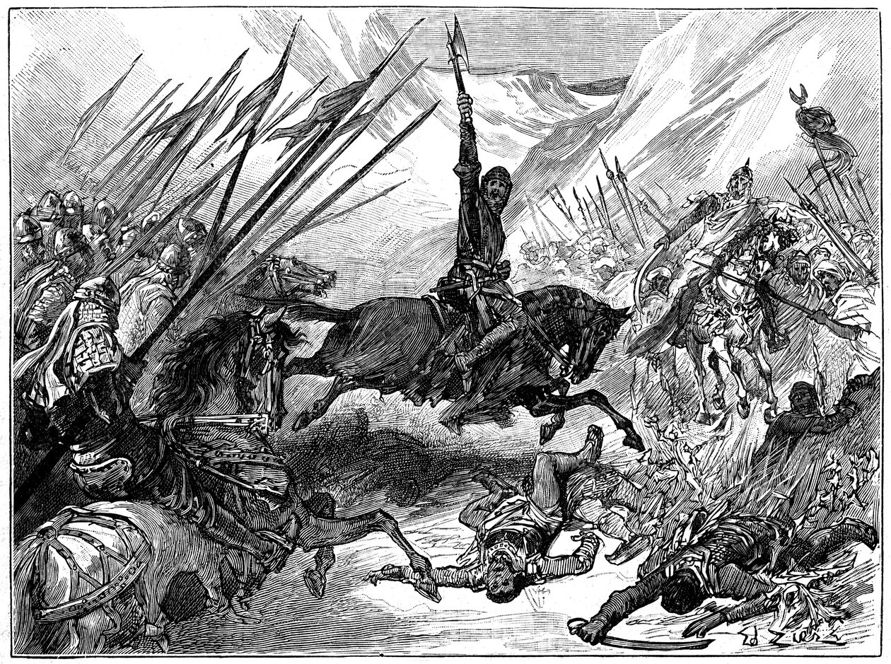 Richard I, Coeur de Lion az arsufi csatában, 1191, 1880 alkotó: Unbekannt