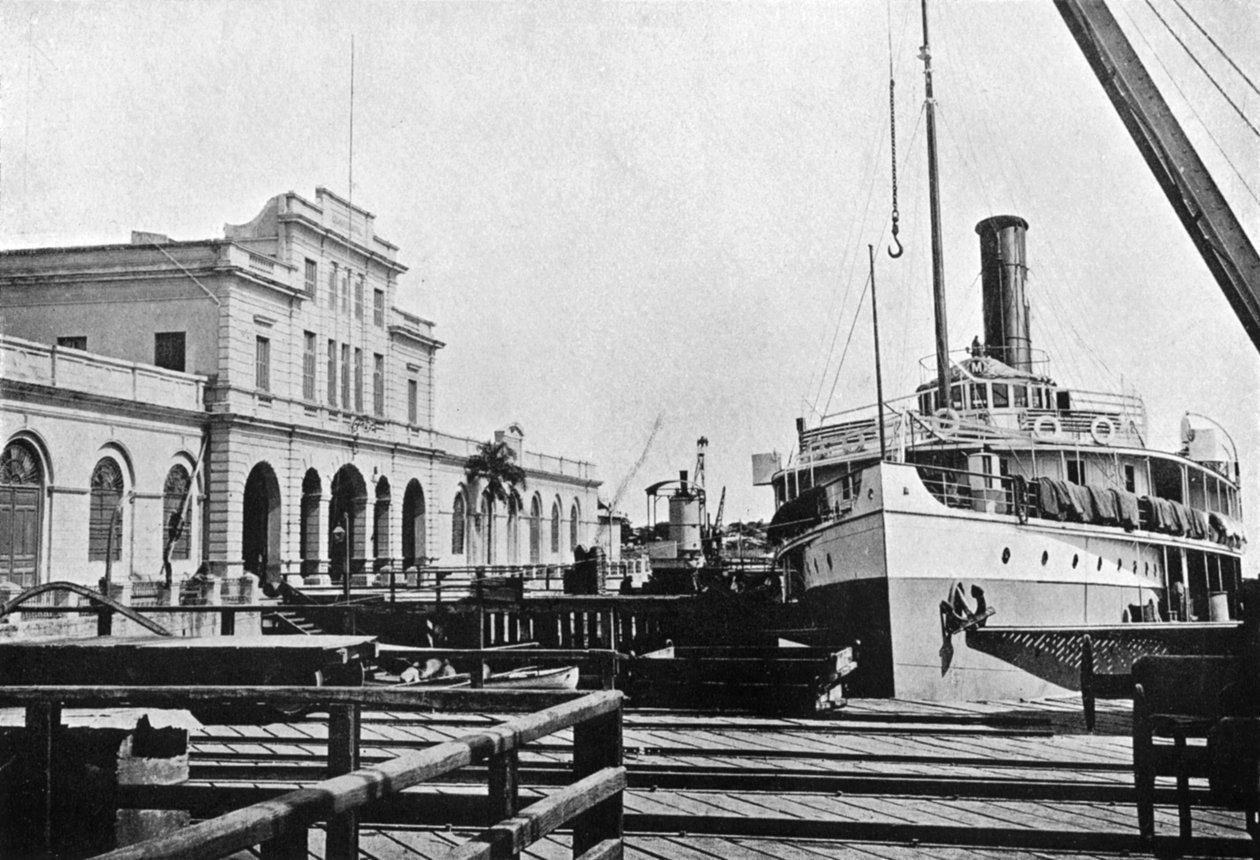 Folyami gőzhajó a vámházban, Asuncion, Paraguay, 1911 alkotó: Unbekannt