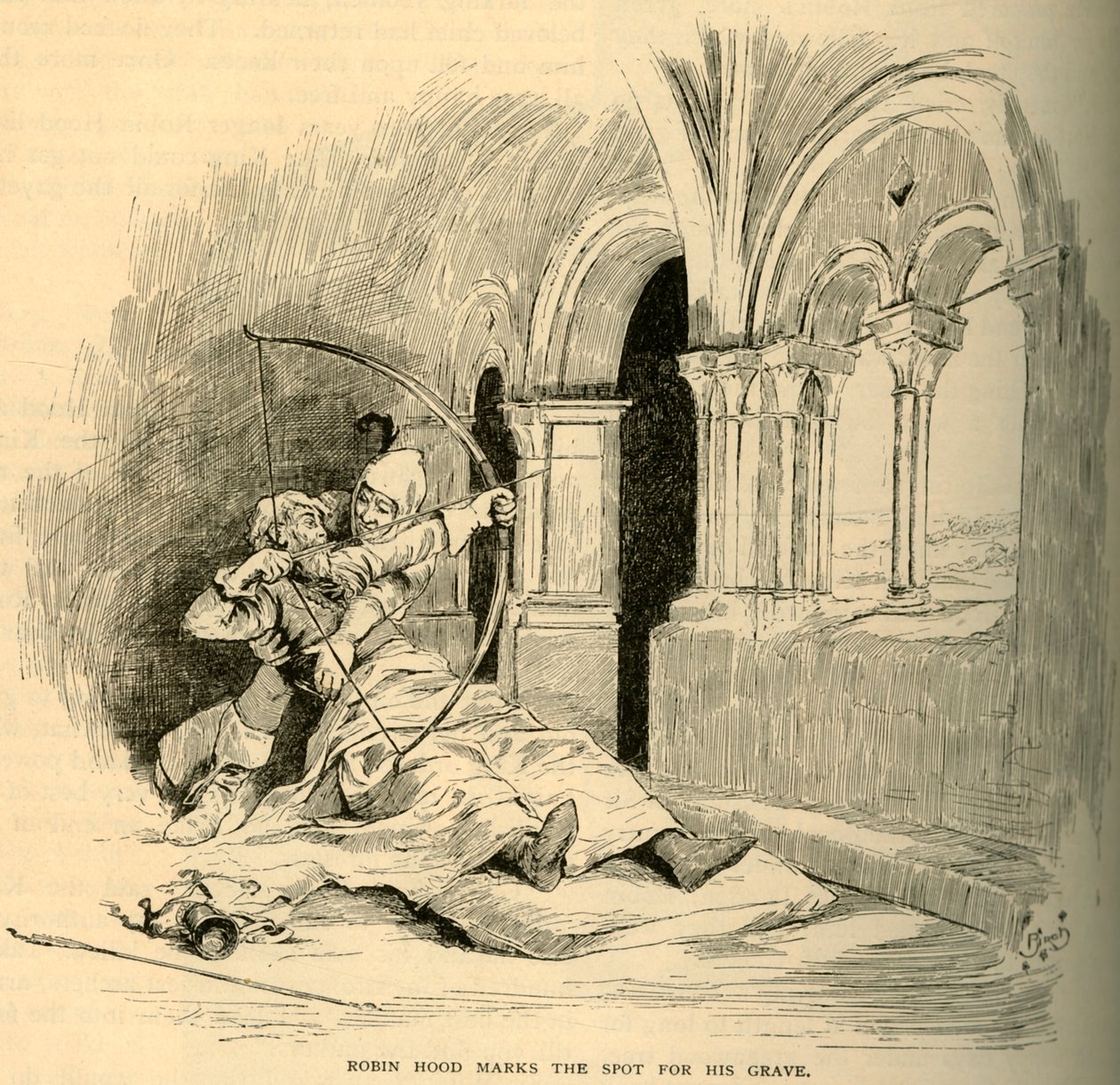 Robin Hood kijelöli a helyet a sírjánál, 1883. alkotó: Unbekannt