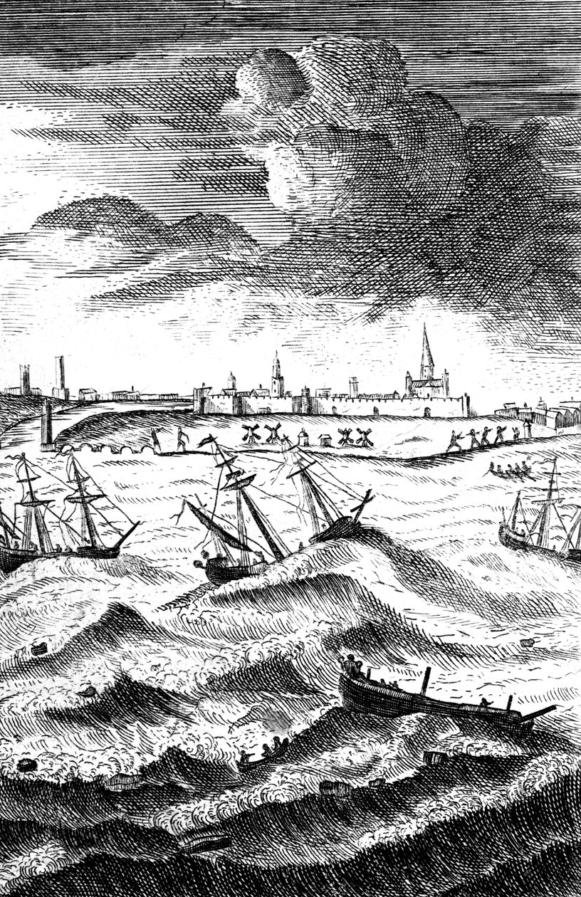 Robinson Crusoe hajótörést szenvedett Yarmouthban, 1719 alkotó: Unbekannt