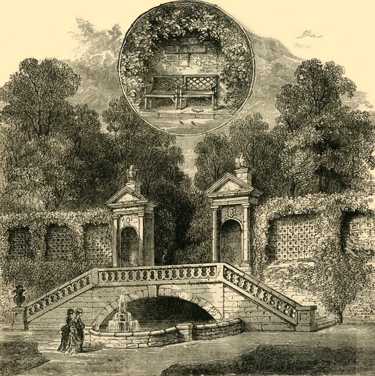 Rogers Seat és Inigo Jones Gateway, Holland House, 1876. alkotó: Unbekannt