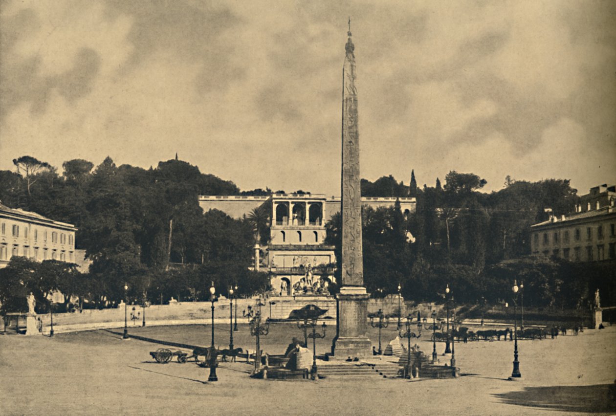 Roma - Obeliszk, szökőkutak és a Popolo tér. - A Pincio közpark teraszai, 1910 alkotó: Unbekannt