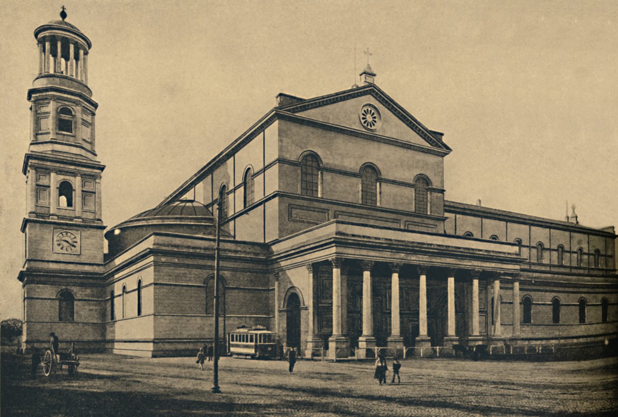 Roma - A falak nélküli Szent Pál-bazilika oldalsó karzata és harangtornya, 1910 alkotó: Unbekannt