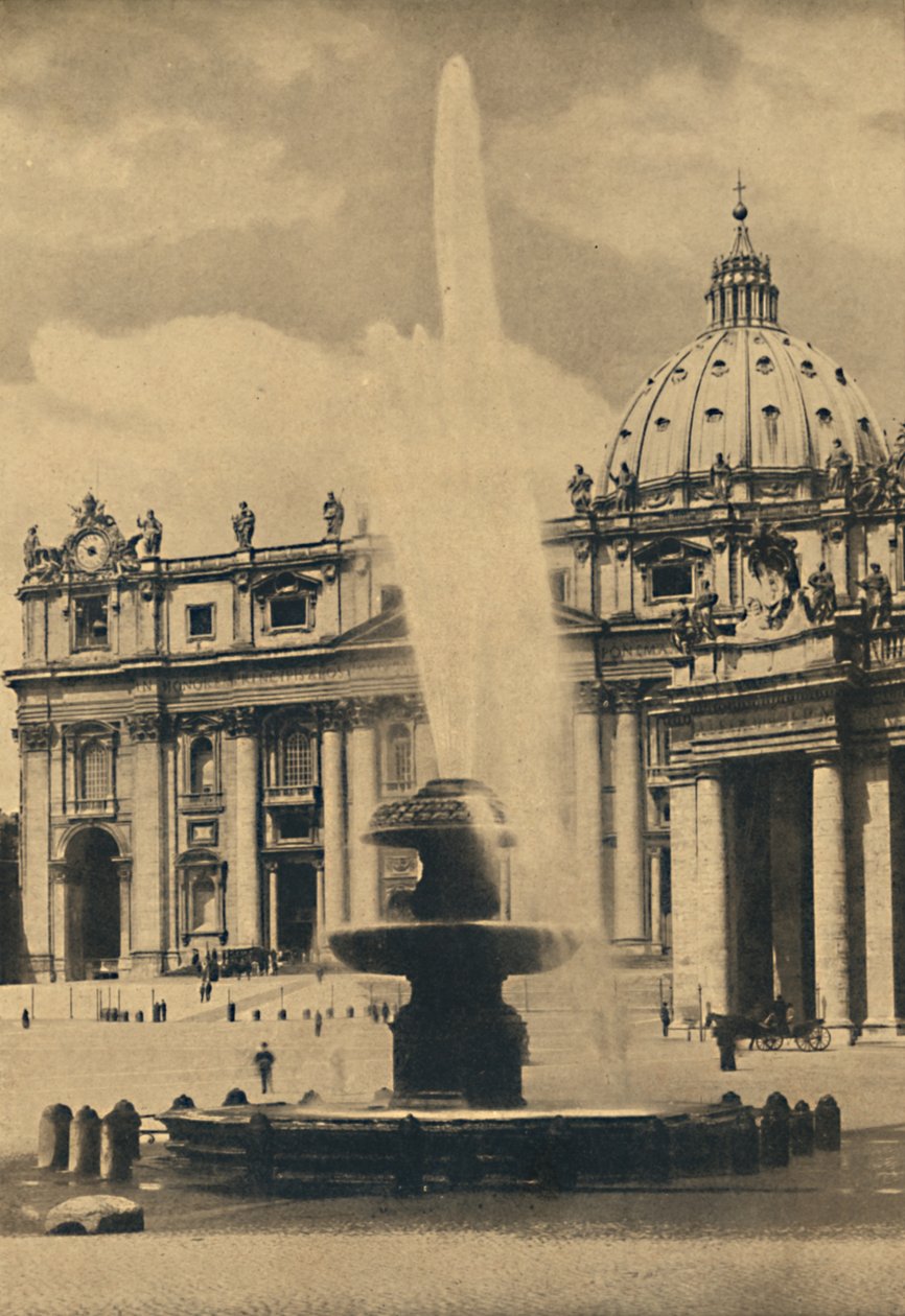 Roma - Szent Péter tér. Szökőkút és homlokzat: Carlo Maderno. Michelangelo kupola, 1910 alkotó: Unbekannt