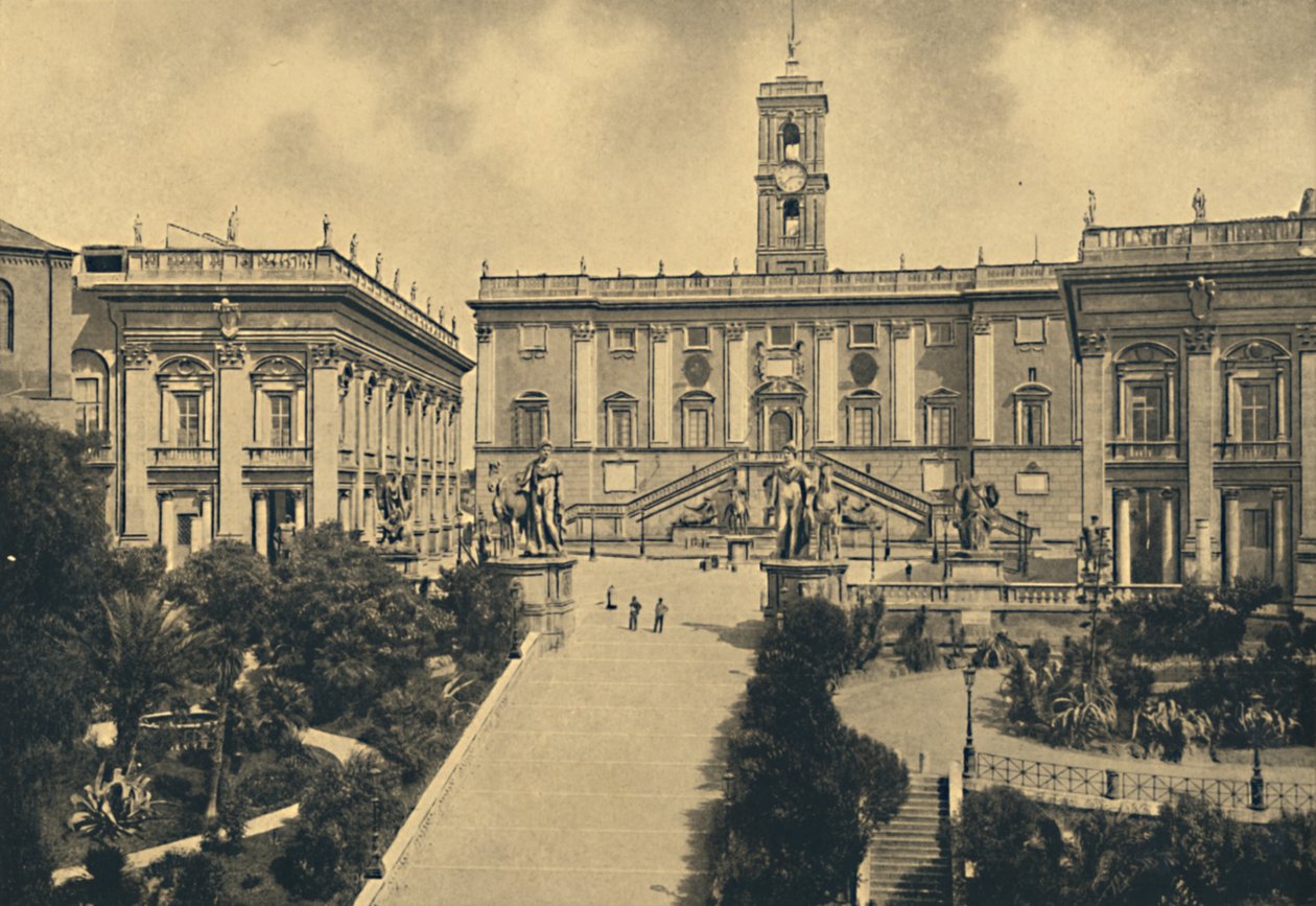Roma – A Capitolium: a központban a Szenátorok Palotája, jelenleg a Városháza, 1910. alkotó: Unbekannt