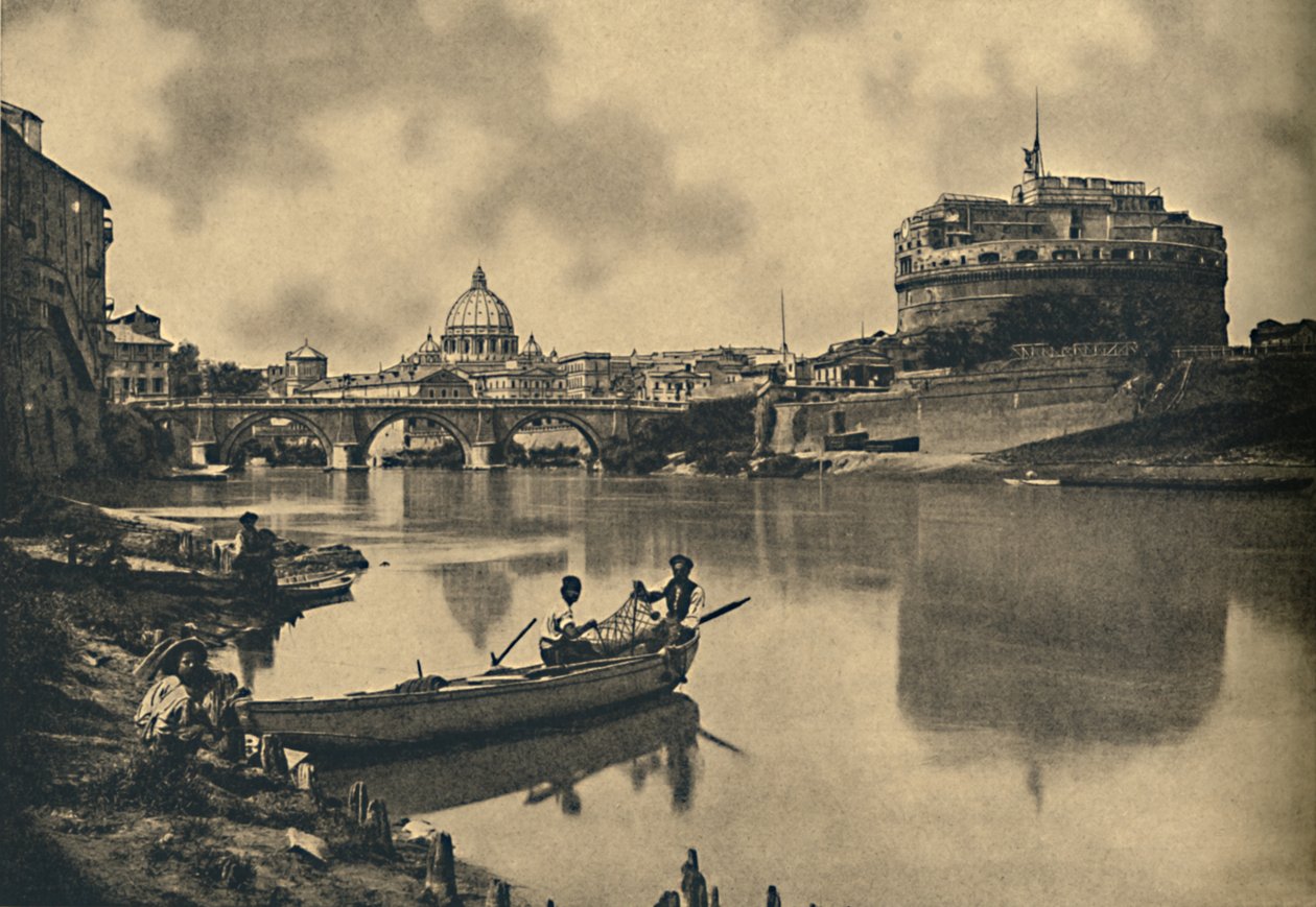 Roma - A Tiberis - S. Angelo vára és hídja. Szentpéteri kupola, 1910 alkotó: Unbekannt