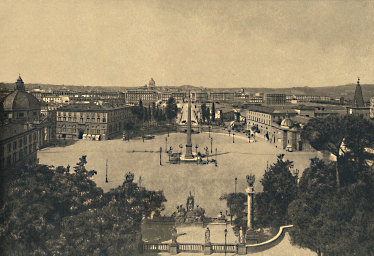 Roma - Kilátás a Pincian kertből: Popolo nyárfák tere, 1910 alkotó: Unbekannt