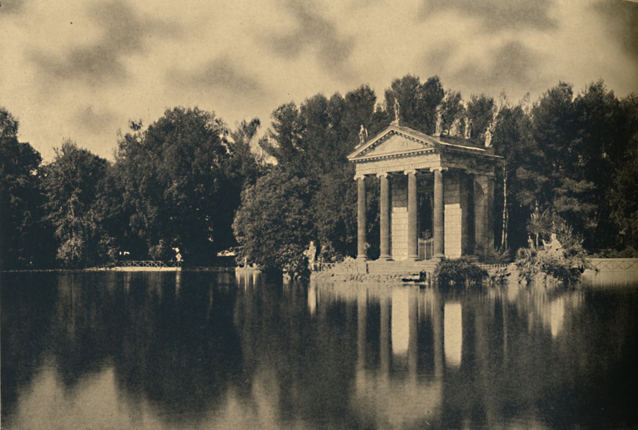 Roma - Villa Borghese Umberto I. - Kis templom a tókertben, 1910 alkotó: Unbekannt