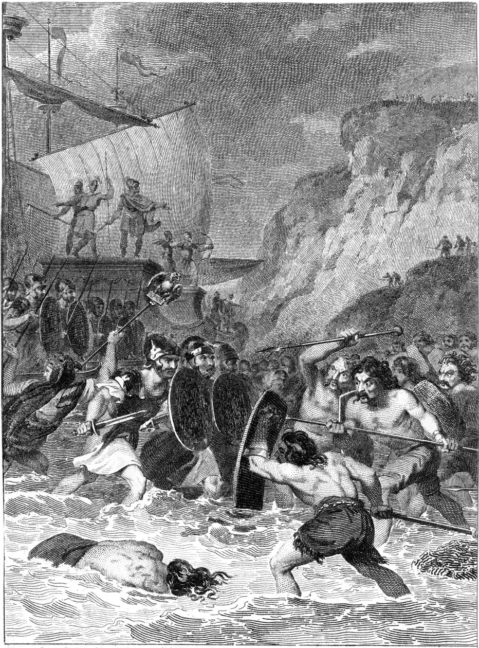 Római invázió Nagy-Britanniában, ie 55-54, c1820 alkotó: Unbekannt