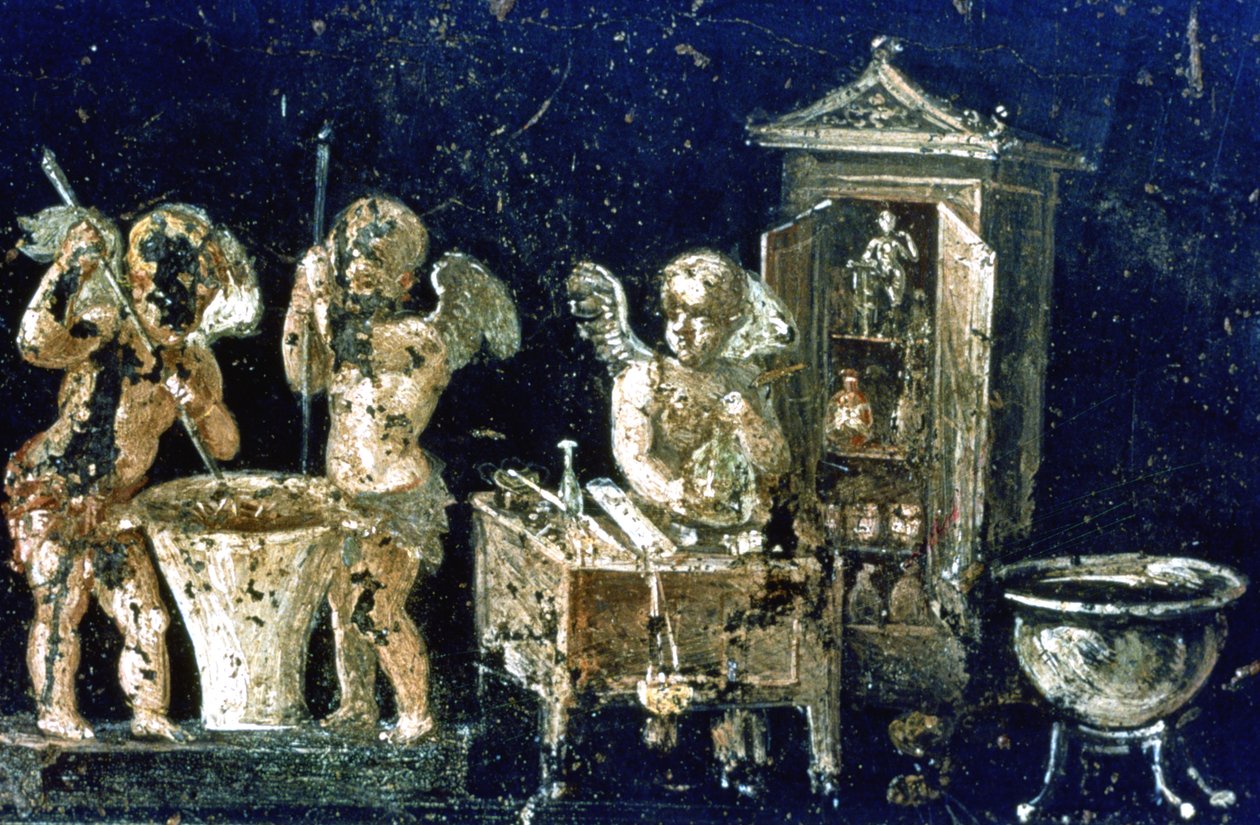 Római falfestmény, a Vettii háza, Pompeii, Olaszország alkotó: Unbekannt
