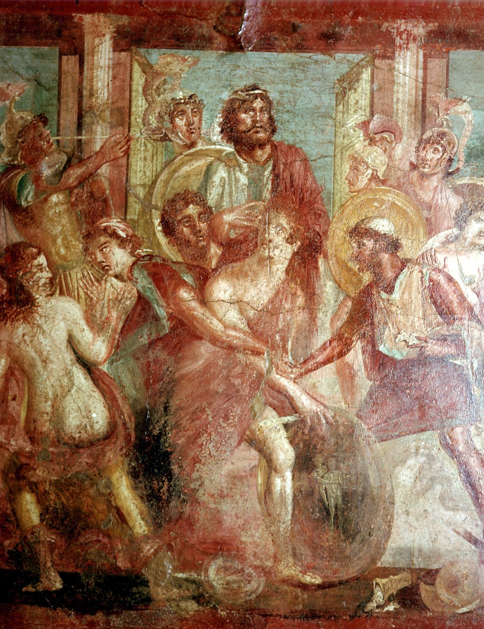 Római falfestmény Achillesről, aki Scyrosban rejtőzik, a Dioscuri házában, Pompejiben alkotó: Unbekannt