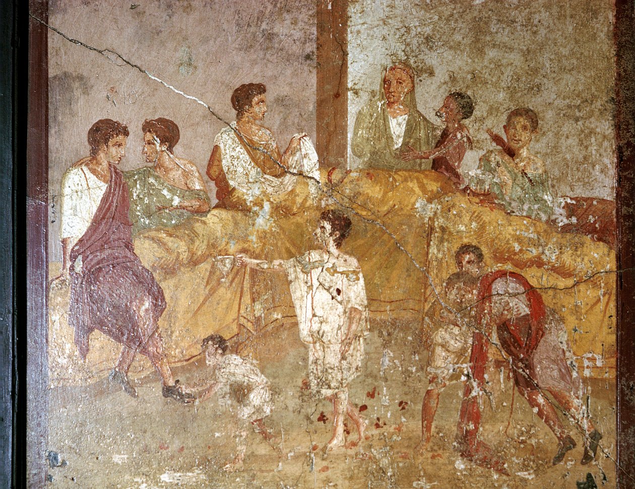 Római falfestmény egy vacsorapartiról, Pompeii, Olaszország alkotó: Unbekannt