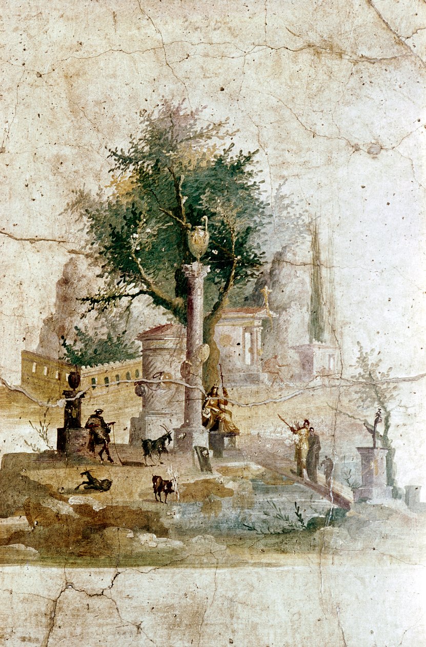Római falfestmény egy mitikus tájról, Agrippa Postumus villája, Pompei közelében, Olaszországban alkotó: Unbekannt