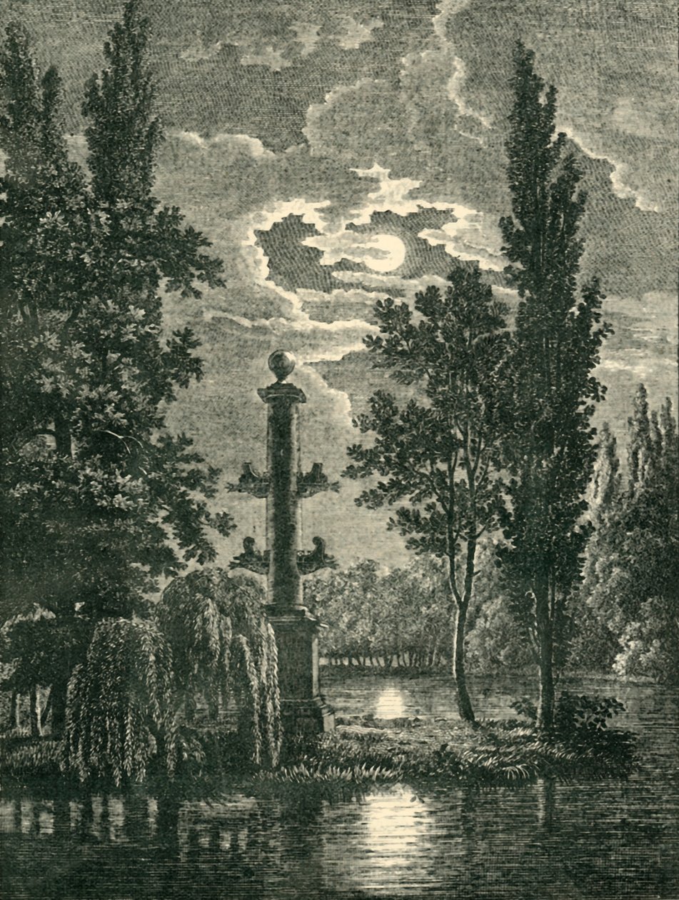 Rostral oszlop a Château de Méréville kertjében, Essonne, Franciaország, 1903. alkotó: Unbekannt