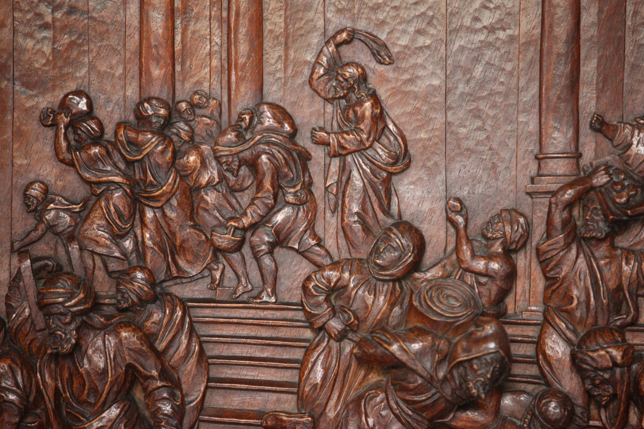 San Francisco el Grande királyi bazilika. Jézus üldözi a kereskedőket a madridi templomból, Spanyolország alkotó: Unbekannt