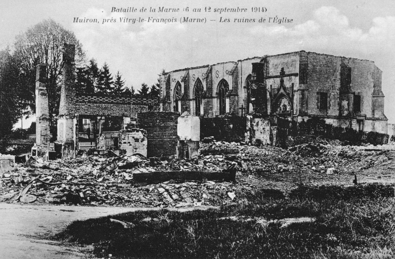 Romos templom, Huiron, Franciaország, Marne-i csata, I. világháború, 1914 alkotó: Unbekannt