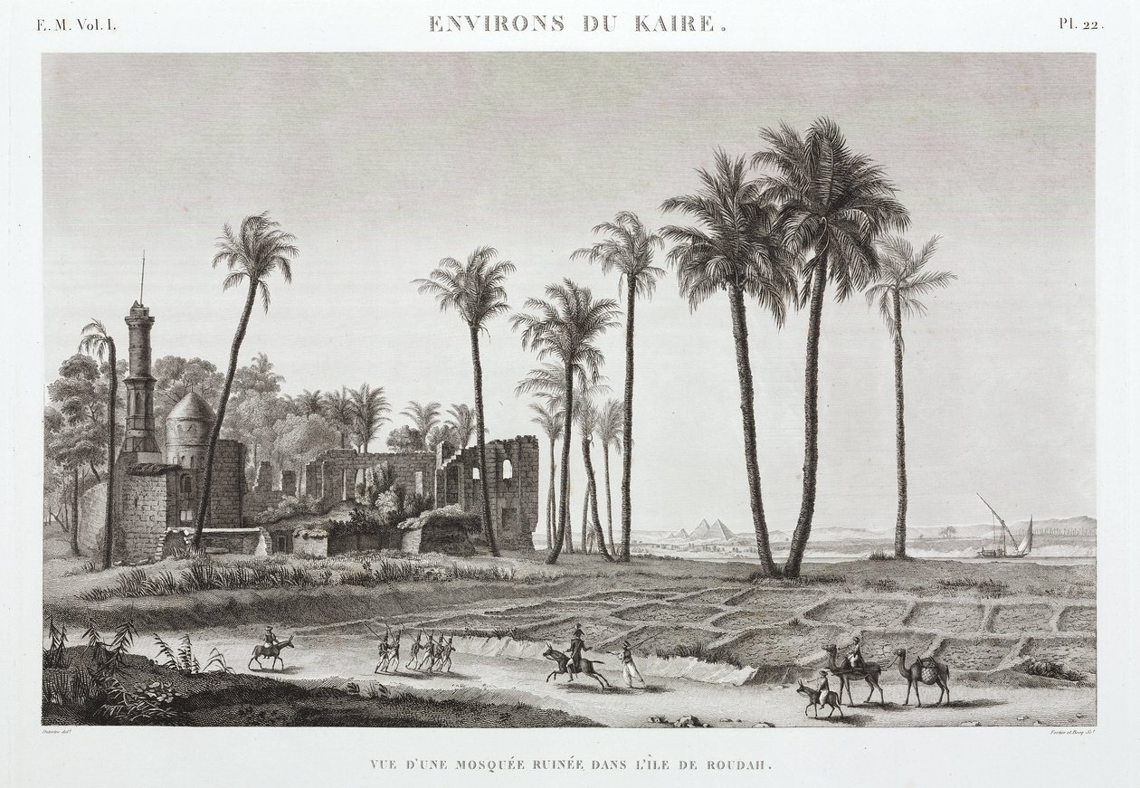 Romos mecset Roudah szigetén, Kairó közelében, Egyiptomban, 1798 körül alkotó: Unbekannt