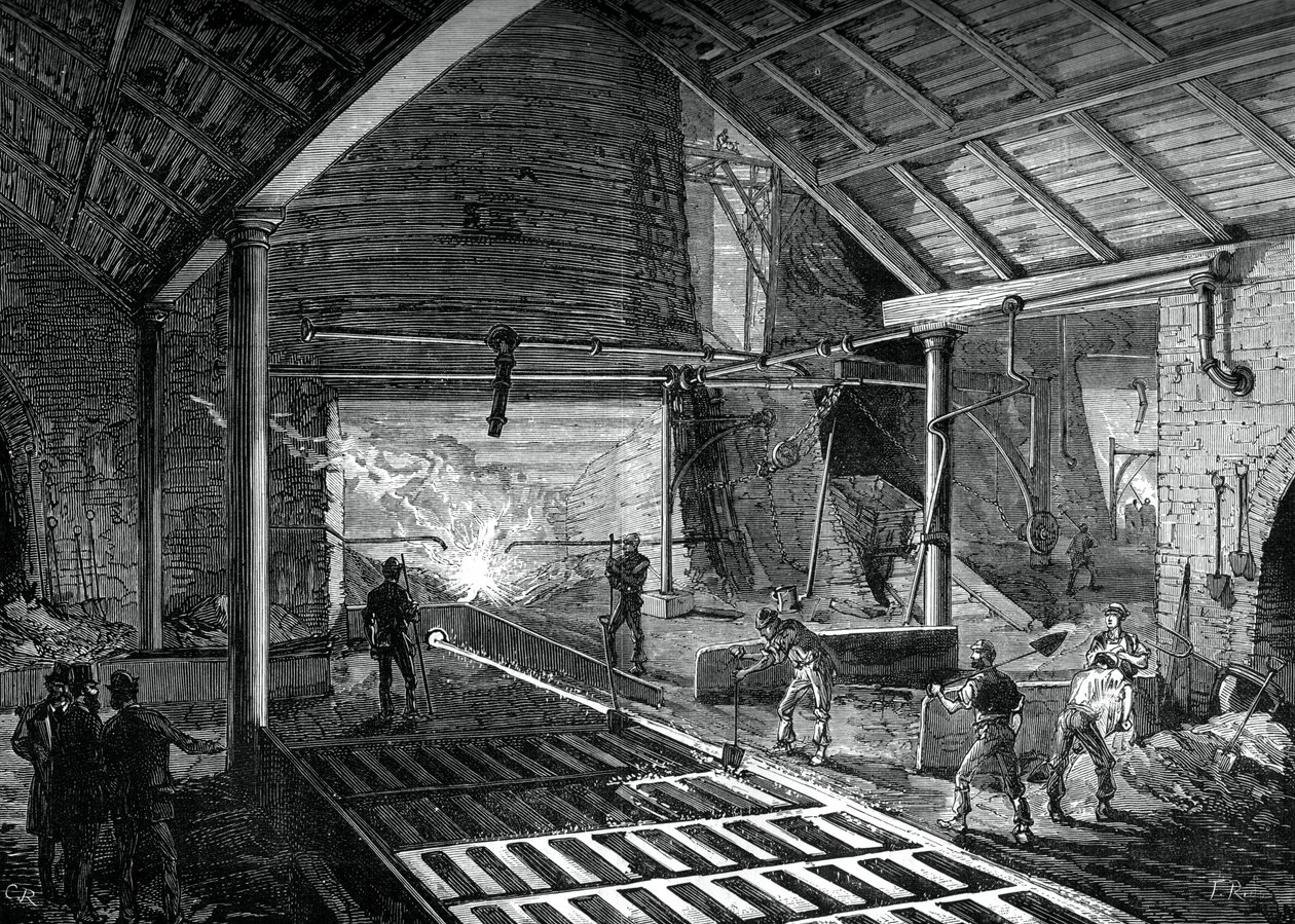 Az olvadt vasat a disznókba fújjuk, c1880 alkotó: Unbekannt