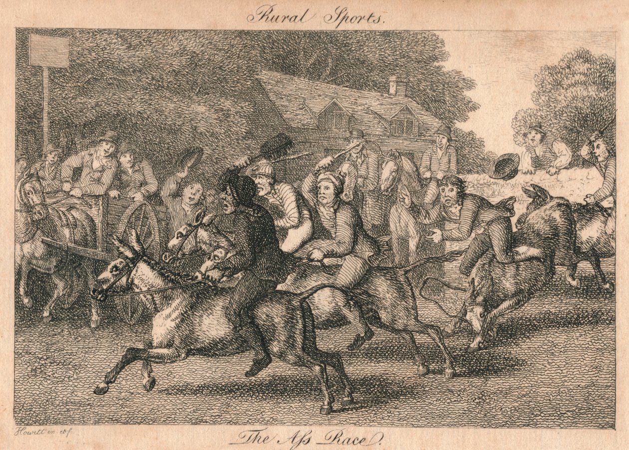 Vidéki sportok – A szamárfutam, 1800. alkotó: Unbekannt