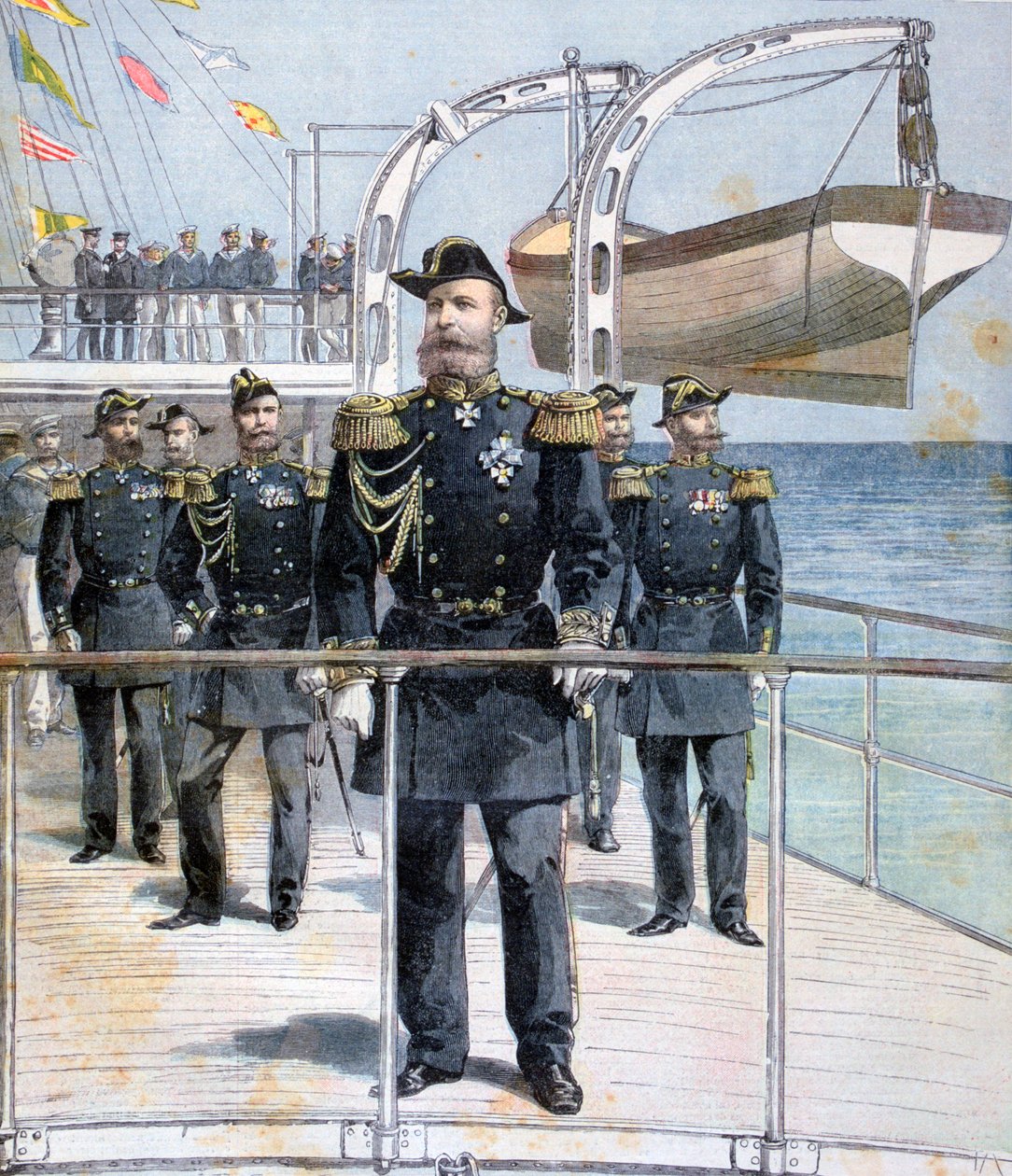 Avellan orosz admirális az I. Miklós császár cirkáló fedélzetén, 1893 alkotó: Unbekannt
