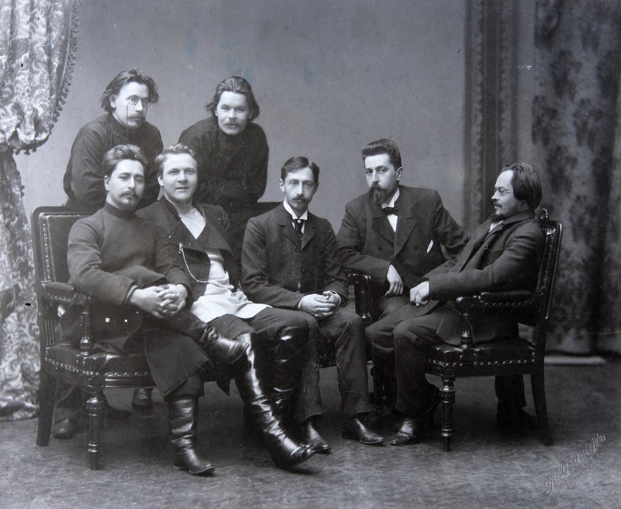 Maxim Gorkij orosz író a Sreda szerda irodalmi csoportban, 1902 alkotó: Unbekannt