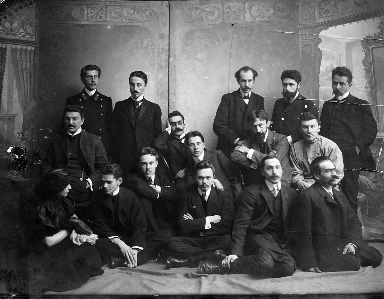 Andrej Belij orosz író és költő szimbolista szerzőkkel, 1907 alkotó: Unbekannt