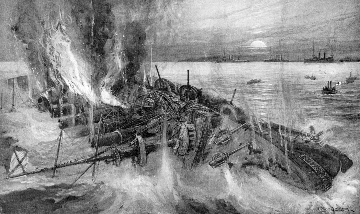 Orosz cirkáló megalapítása a csemulpói csatában, orosz-japán háború, 1904-5 alkotó: Unbekannt