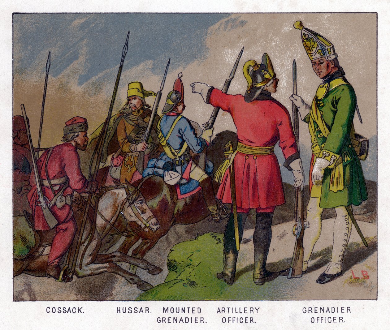 Orosz katonák 1760-ból 19. század alkotó: Unbekannt