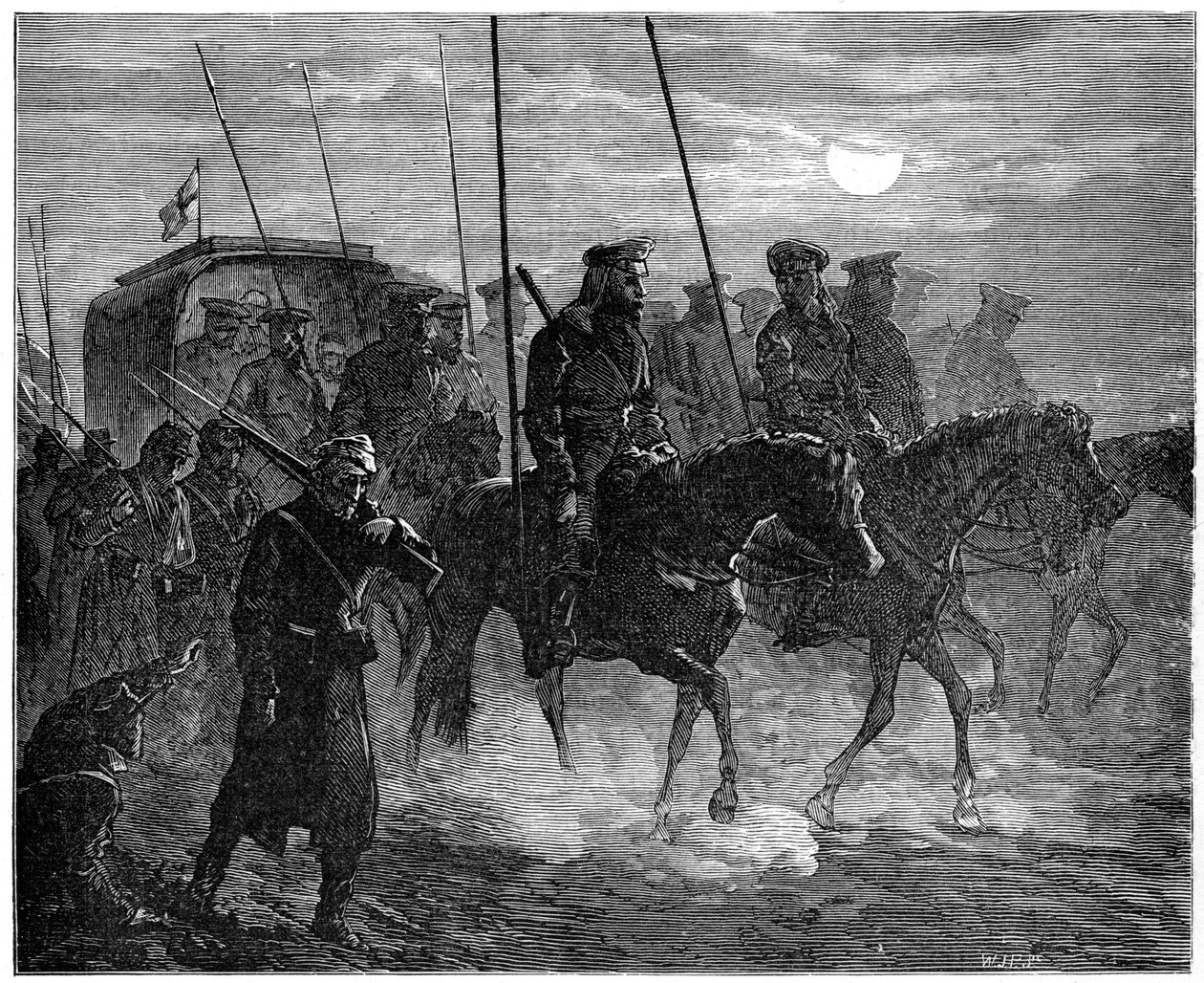 Orosz sebesültek elhagyják Plevnát, orosz-török háború, 1877-1878, 1900 alkotó: Unbekannt