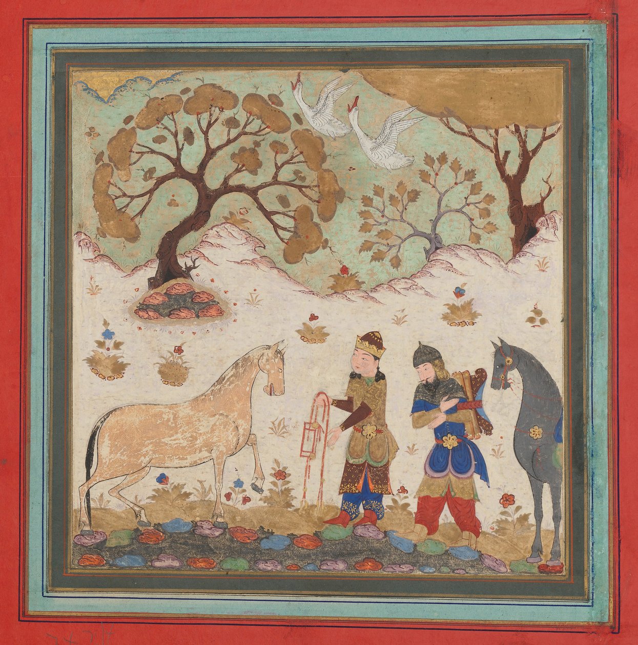 Rustam elkapja Rakhsh folio-t a Shahnama királyok könyvéből, 15. század közepe. alkotó: Unbekannt