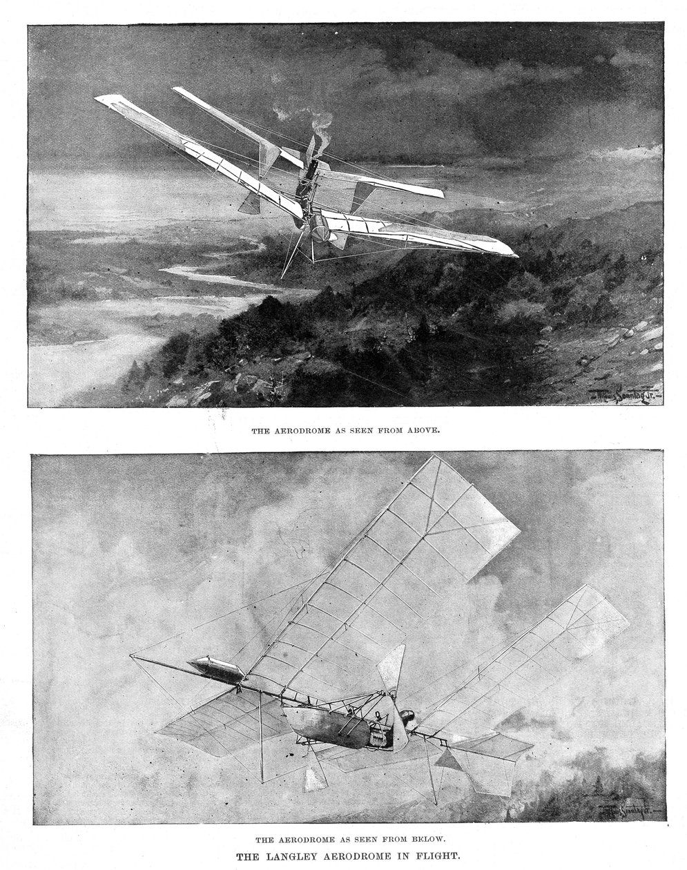SP Langleys gőzhajtású repülőmodell repülőterek felülről és alulról nézve, 1902 alkotó: Unbekannt