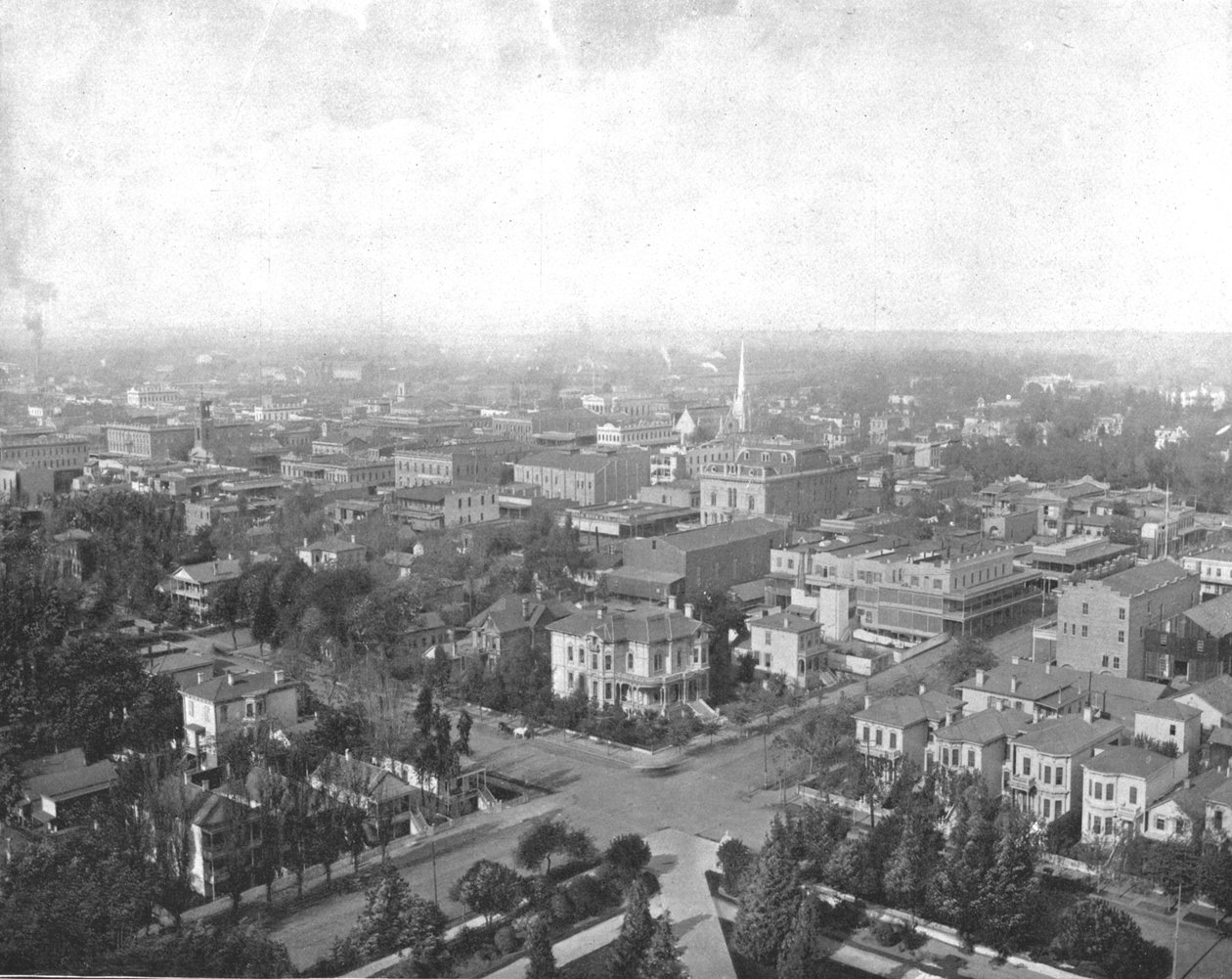 Sacramento, Kalifornia, a Capitolium kupolájából, USA, 1900 körül. alkotó: Unbekannt