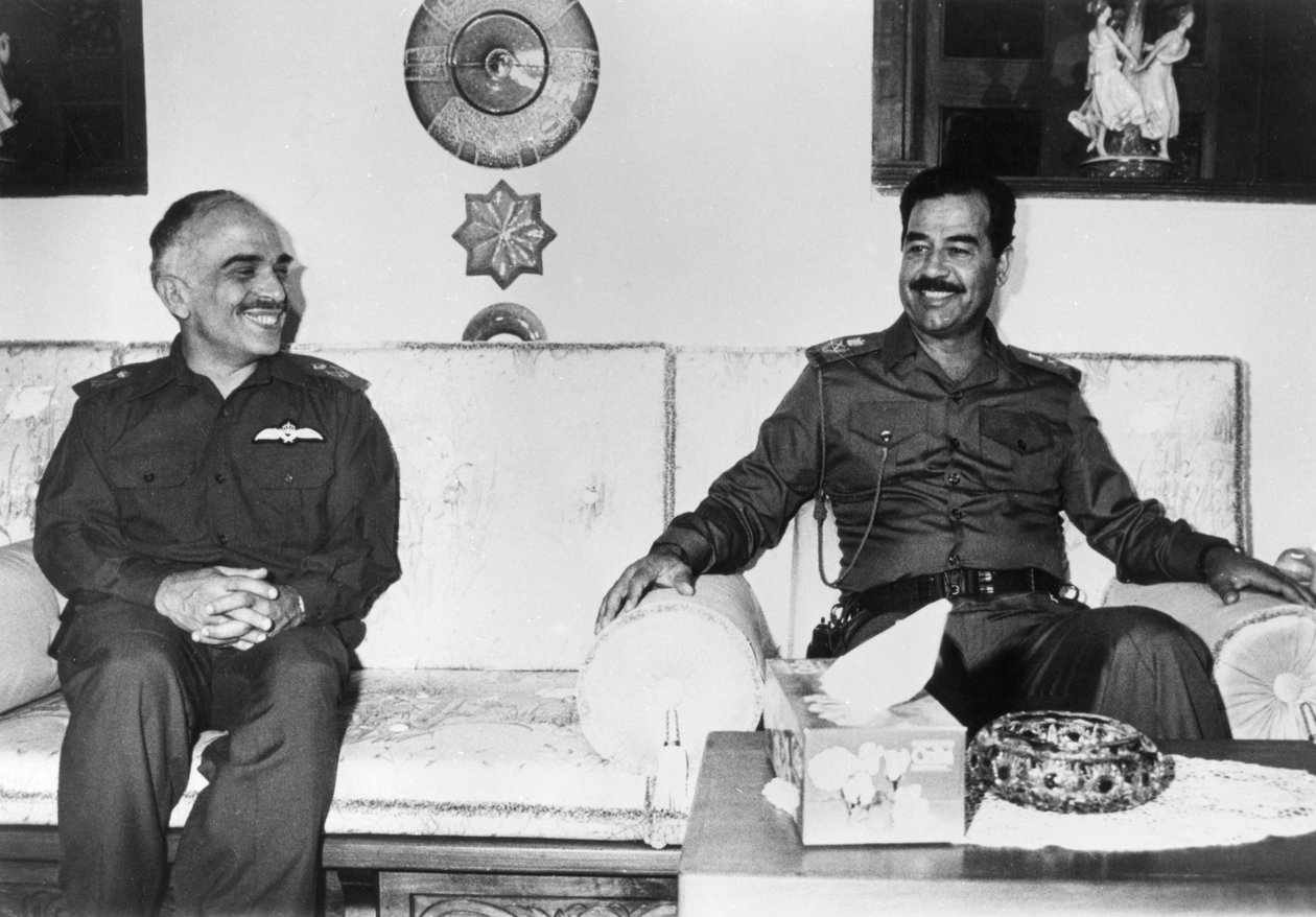 Szaddám Husszein és Husszein jordán király, Irak, 1987 alkotó: Unbekannt