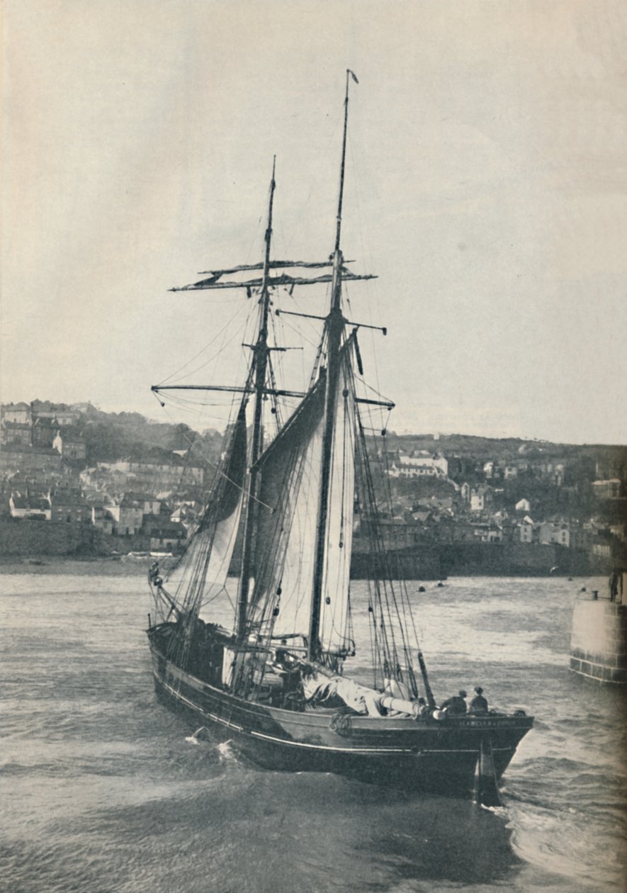 Behajózva Newlyn kikötőjébe, az Isabella, egy kétárbocos Lancashire típusú szkúner, 1937 alkotó: Unbekannt