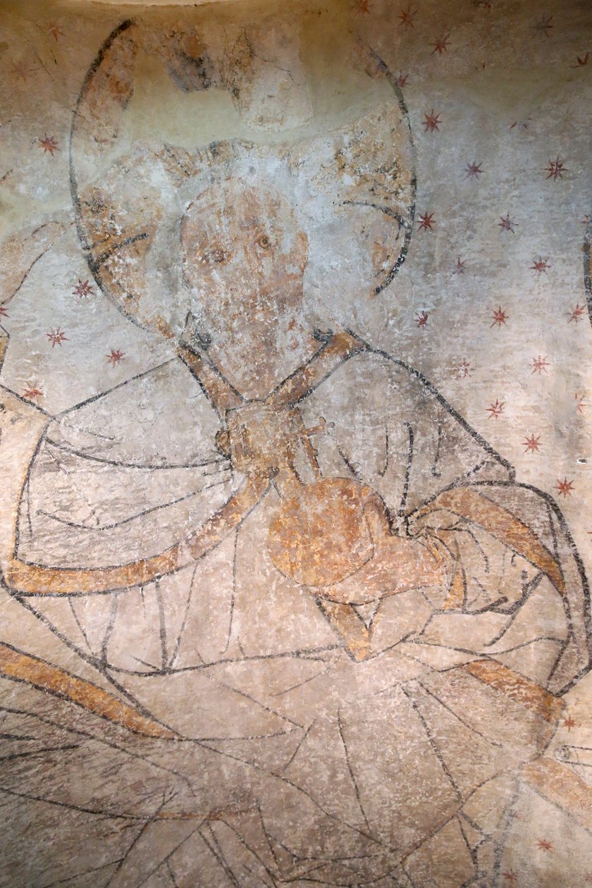 Saint-Claude, Jura, Franciaország, 2015.08.31. - St Claude Abbey Museum. Krisztus a dicsőségben. Festmény. 15. század. alkotó: Unbekannt