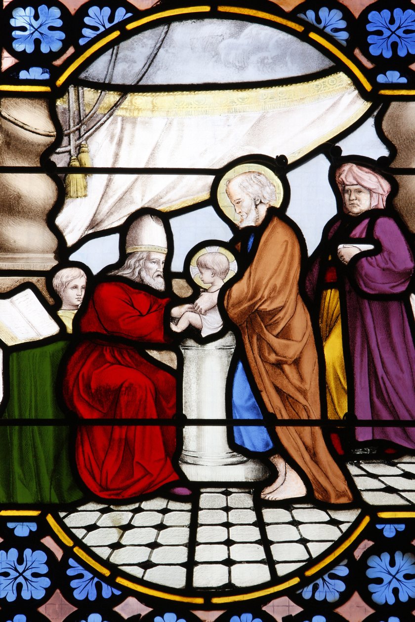 Saint-Corentin (Saint Corentin) katedrális, Quimper Ólomüveg : Jézus körülmetélése, Quimper, Franciaország alkotó: Unbekannt