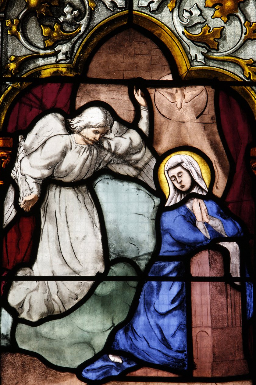 Saint-Corentin (Saint Corentin) katedrális, Quimper Ólomüveg: Angyali üdvözlet, Quimper, Franciaország alkotó: Unbekannt