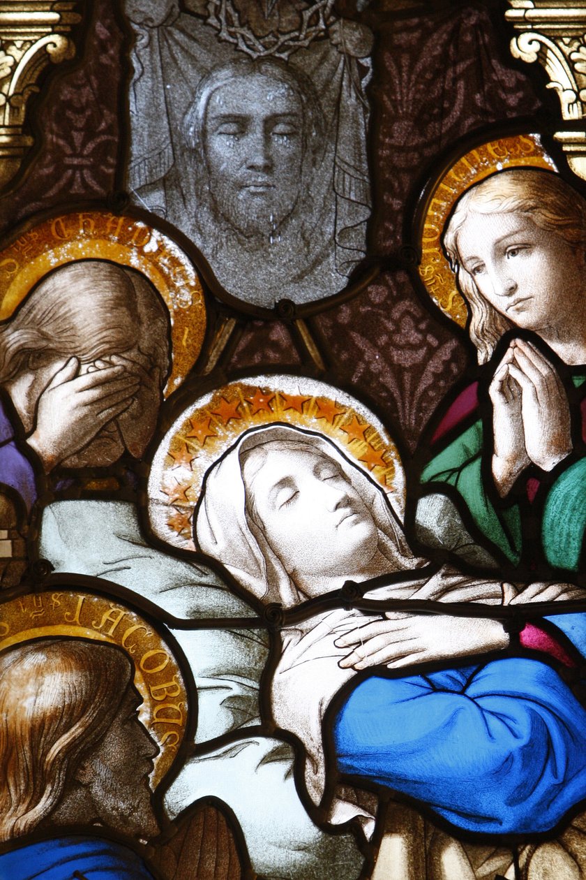 Saint-Corentin (Saint Corentin) székesegyház, Quimper Ólomüveg: a Dormition, Quimper, Franciaország alkotó: Unbekannt