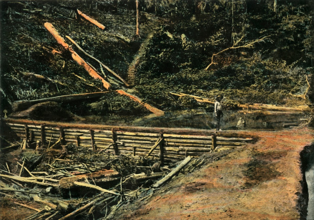 Szent Illés. A Nagy Cofferdam. Építkezés, épület Cofferdamban, 1900. alkotó: Unbekannt