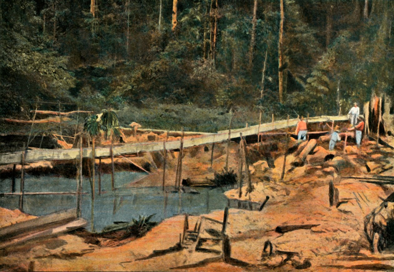 Szent Illés. Le Schluss Rigole Pour LOr, A zsilip, Aranykutatás, 1900. alkotó: Unbekannt