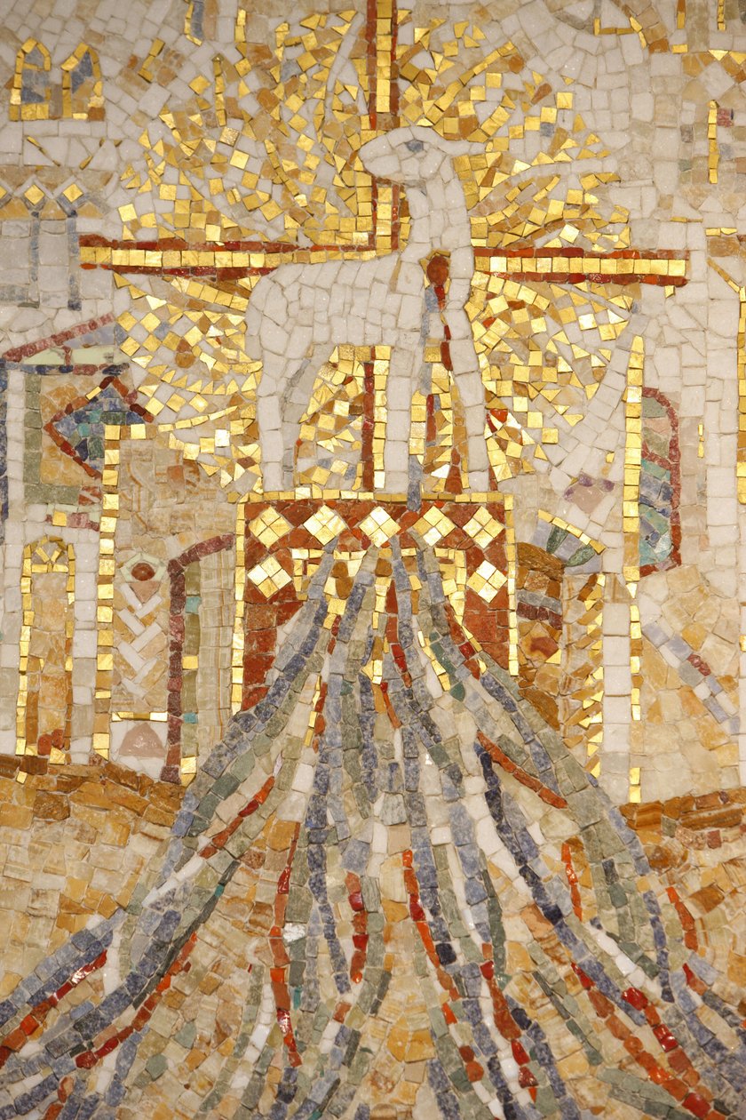 Saint-Maurice apátsági bazilika, Madeleine Diener mozaikja Isten báránya és 7 teremtést szimbolizáló csatorna, Saint-Maurice, Suisse alkotó: Unbekannt