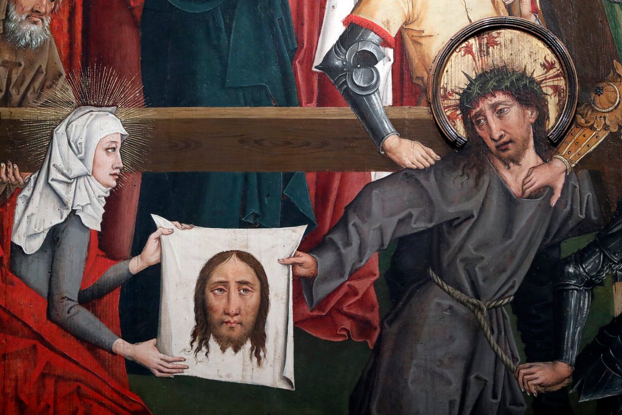 Saint-Pierre le Vieux katolikus templom, Krisztus szenvedésében, Veronika fátyla, Henri Lutzelman festménye 15. század, Strasbourg, Franciaország (fotó) alkotó: Unbekannt
