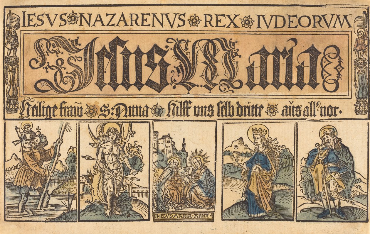 Szent Anna, A Madonna és a Gyermek és a Szentek Christopher, Sebastian, Clara..., c. 15001525. alkotó: Unbekannt
