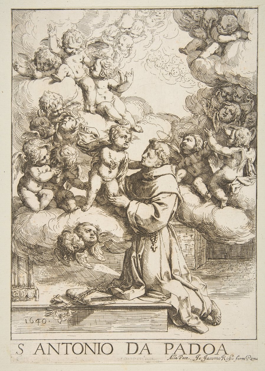 Páduai Szent Antal a Krisztus Gyermekét imádja, másolat Cantarini után, 1640. alkotó: Unbekannt